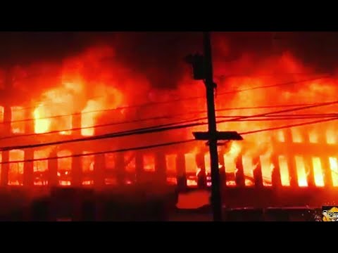 MASSIVE 9 ALARM INFERNO ENGULFS HISTORIC MARCAL PAPER FACTOR WITH COLLAPSE